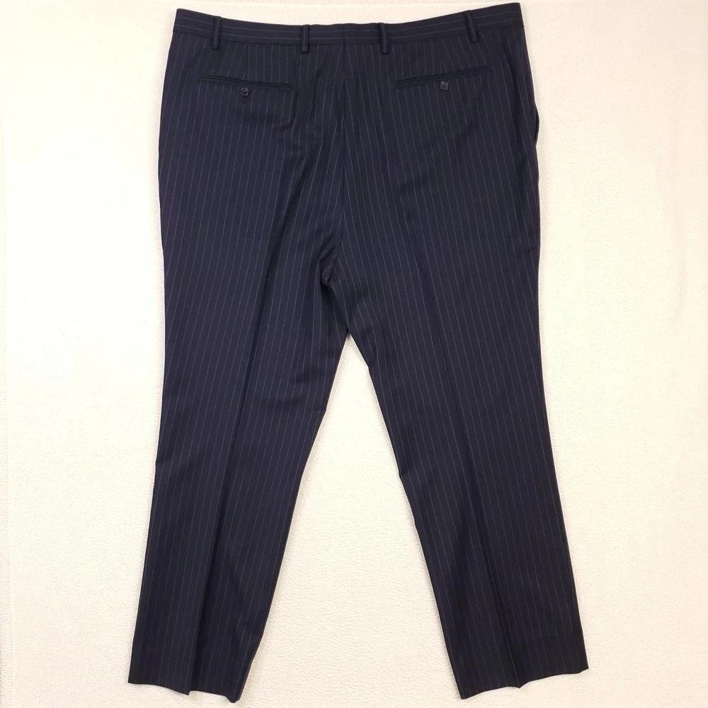 Ralph Ralph Lauren Suit Men 50L 46R Navy Blue Pinstripe Wool Blend Two Piece Set